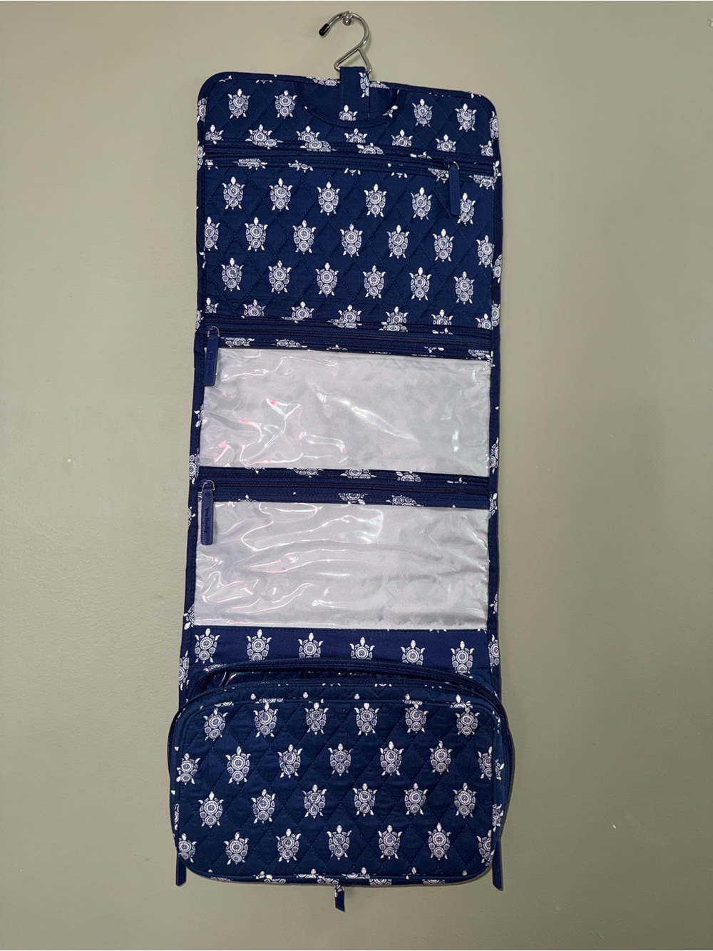 Vera Bradley Navy and White Quilted Floral Zipper Pouch
